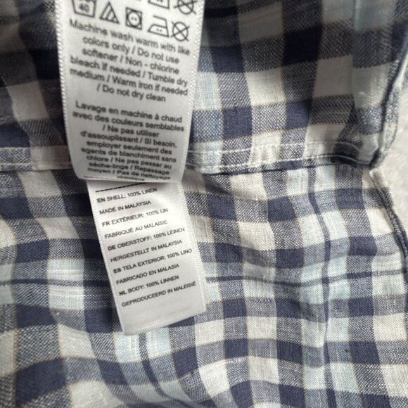 Untuckit Mens Wrinkle-Resistant Gingham Short Sleeve Linen Shirt XL Blue NWOT - Picture 5 of 8